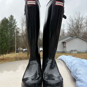 Hunter Glossy Black Tall Rain Boots